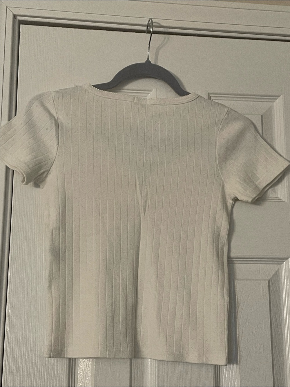 Brandy Melville White & Brick Red Ribbed Henley Tops - Picture 5 of 7